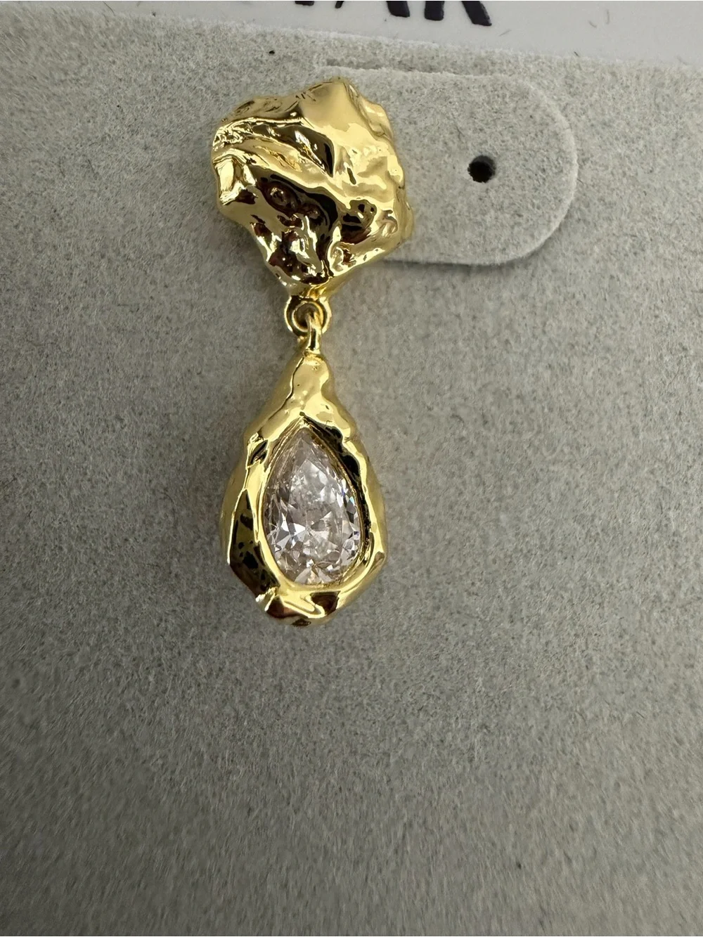Alexis Bittar Nugget Crystal Teardrop Gold Tone Drop Earrings